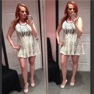 Forever 21 Black and Cream Lace babydoll Dress